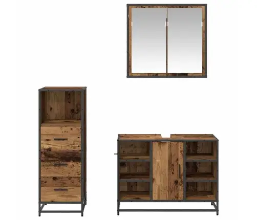 Vannas Istabas Mēbeļu Komplekts 3 Pcs Vecs Koks 80 X 33 X 60 Cm Vidaxl