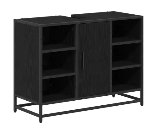 Vonios Baldų Rinkinys 3 Pcs Juodas Ąžuolas Apdirbta Mediena