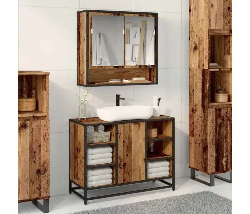 Vannas Istabas Mēbeļu Komplekts Ar Plauktu 2 Pcs Vecs Koks Vidaxl