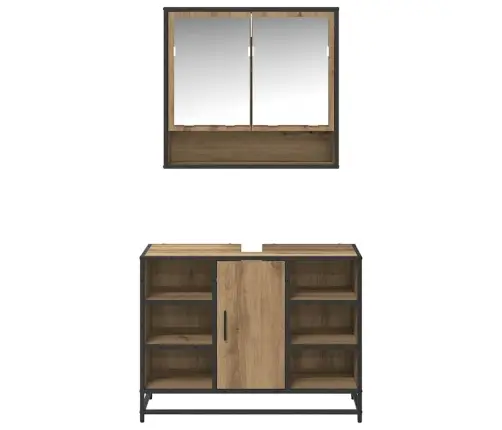 Vonios Baldų Rinkinys 2 Pcs Amatininkų Ąžuolas Apdirbta Mediena