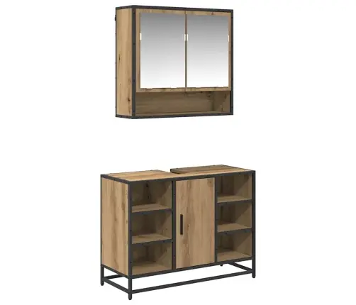 Vonios Baldų Rinkinys 2 Pcs Amatininkų Ąžuolas Apdirbta Mediena