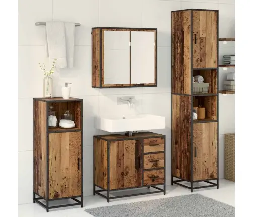 Vannas Istabas Mēbeļu Komplekts 3 Pcs Vecs Koks 65 X 33 X 60 Cm Vidaxl