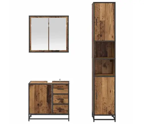 Vannas Istabas Mēbeļu Komplekts 3 Pcs Vecs Koks 65 X 33 X 60 Cm Vidaxl