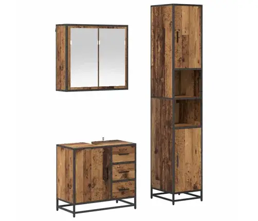 Vannas Istabas Mēbeļu Komplekts 3 Pcs Vecs Koks 65 X 33 X 60 Cm Vidaxl