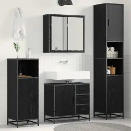 Vannas Istabas Mēbeļu Komplekts Ar Atvilktni 3 Pcs Melns Ozols Vidaxl