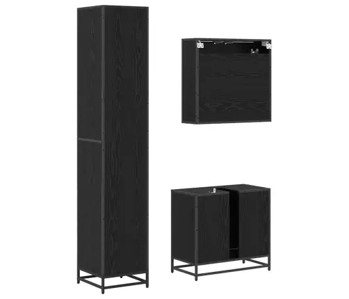Vannas Istabas Mēbeļu Komplekts Ar Atvilktni 3 Pcs Melns Ozols Vidaxl