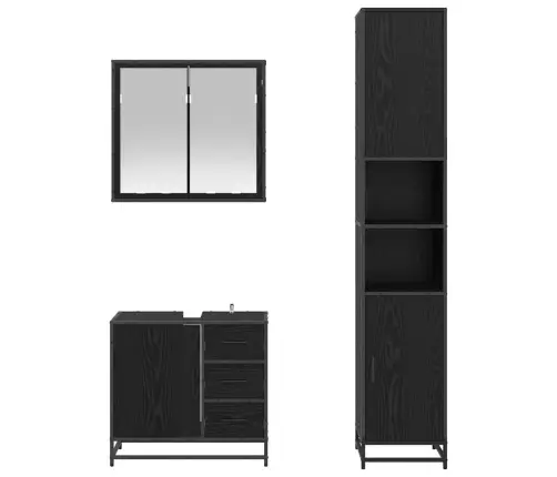 Vannas Istabas Mēbeļu Komplekts Ar Atvilktni 3 Pcs Melns Ozols Vidaxl