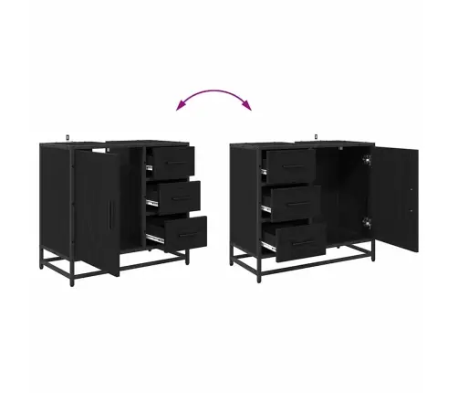 Vannas Istabas Mēbeļu Komplekts Ar Atvilktni 3 Pcs Melns Ozols Vidaxl