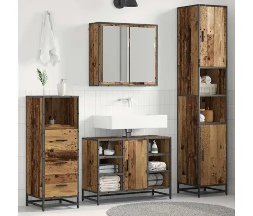 Vannas Istabas Mēbeļu Komplekts 3 Pcs Vecs Koks 80 X 33 X 60 Cm Vidaxl