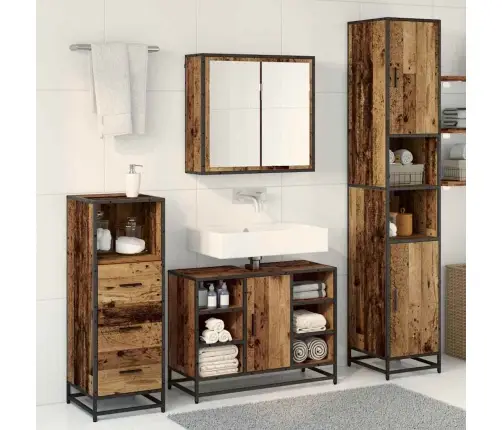 Vannas Istabas Mēbeļu Komplekts 3 Pcs Vecs Koks 80 X 33 X 60 Cm Vidaxl