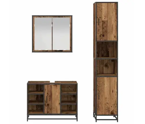 Vannas Istabas Mēbeļu Komplekts 3 Pcs Vecs Koks 80 X 33 X 60 Cm Vidaxl