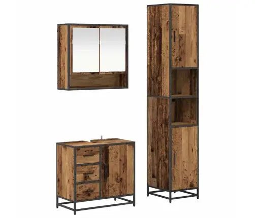 Vannas Istabas Mēbeļu Komplekts Ar Atvilktni 3 Pcs Vecs Koks Vidaxl