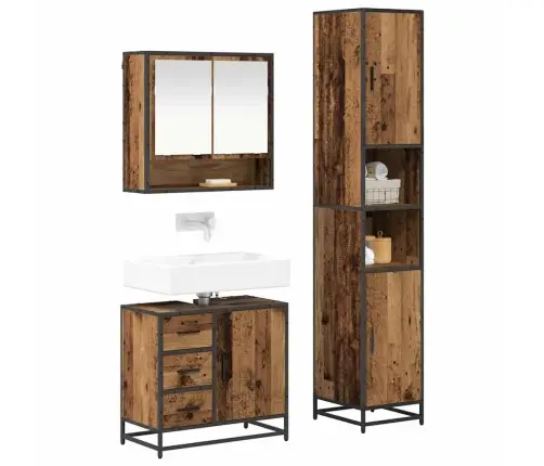 Vannas Istabas Mēbeļu Komplekts Ar Atvilktni 3 Pcs Vecs Koks Vidaxl