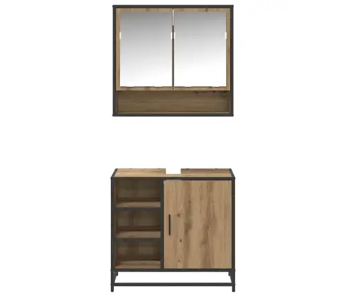 Vannitoa Mööbleset Sahtliga Riiuliga 2 Pcs Käsitööpuu Tehispuit