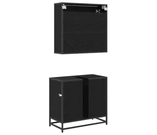 Vannas Istabas Mēbeļu Komplekts Ar Plauktu 2 Pcs Melns Ozolkoks Vidaxl