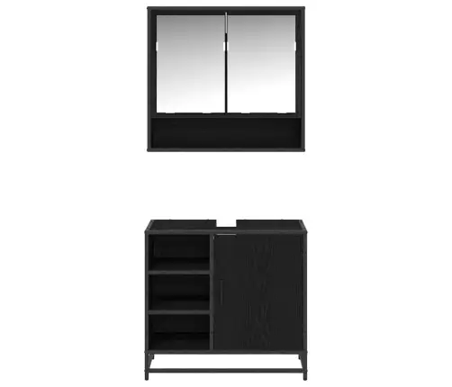 Vannas Istabas Mēbeļu Komplekts Ar Plauktu 2 Pcs Melns Ozolkoks Vidaxl