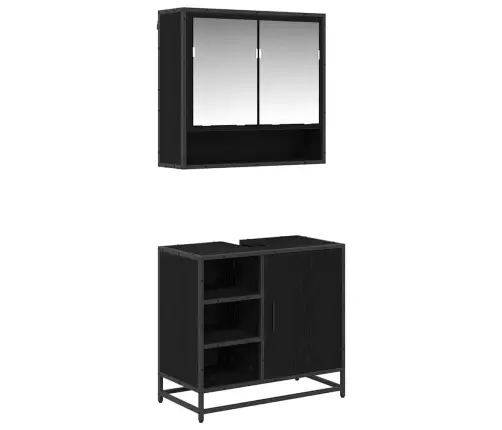 Vannas Istabas Mēbeļu Komplekts Ar Plauktu 2 Pcs Melns Ozolkoks Vidaxl