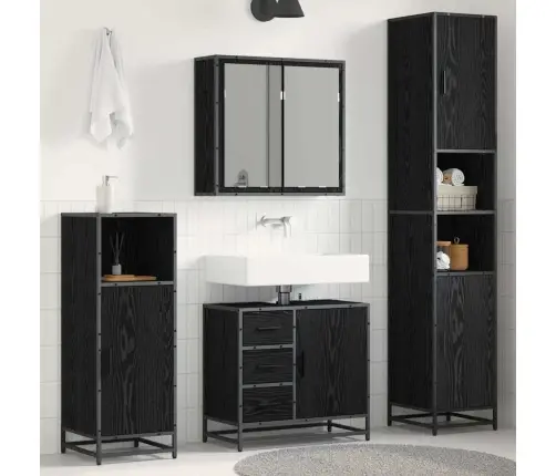 Vannas Istabas Mēbeļu Komplekts Ar Atvilktni 4 Pcs Melns Ozols Vidaxl Vannas Istabas Mēbeļu Komplekts Ar Atvilktni 4 Pcs Melns Ozols Vidaxl