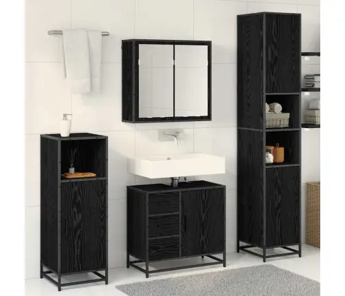 Vannas Istabas Mēbeļu Komplekts Ar Atvilktni 4 Pcs Melns Ozols Vidaxl Vannas Istabas Mēbeļu Komplekts Ar Atvilktni 4 Pcs Melns Ozols Vidaxl