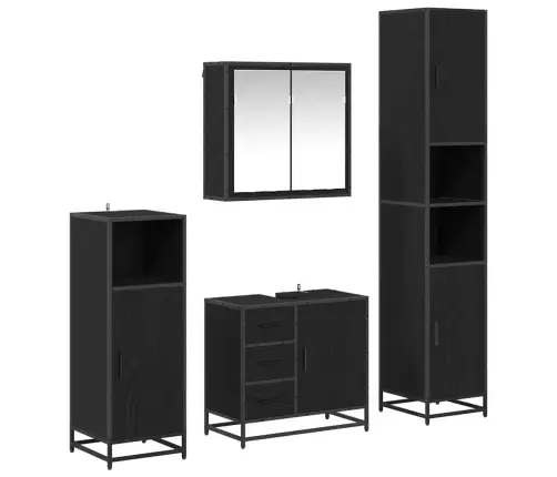 Vannas Istabas Mēbeļu Komplekts Ar Atvilktni 4 Pcs Melns Ozols Vidaxl Vannas Istabas Mēbeļu Komplekts Ar Atvilktni 4 Pcs Melns Ozols Vidaxl