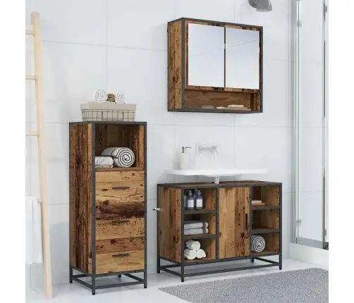 Vannas Istabas Mēbeļu Komplekts 3 Pcs Vecs Koks 80 X 33 X 60 Cm Vidaxl