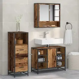 Vannas Istabas Mēbeļu Komplekts Ar Atvilktni 3 Pcs Vecs Koks Vidaxl