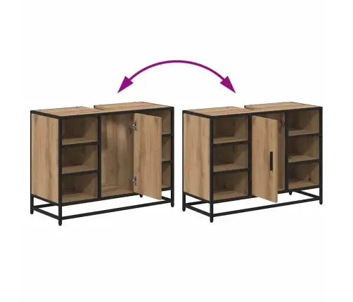 Vannitoa Mööbleset 3 Pcs Käsitöötamm 80 X 33 X 60 Cm Tehispuit Vannitoa Mööbleset 3 Pcs Käsitöötamm 80 X 33 X 60 Cm Tehispuit