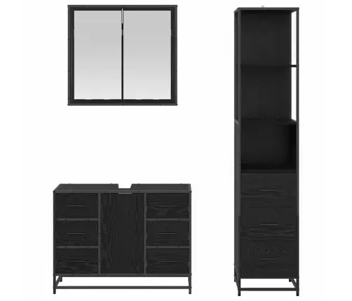 Vannas Istabas Mēbeļu Komplekts Ar Atvilktni 3 Pcs Melns Ozols Vidaxl