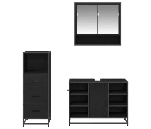 Vannas Istabas Mēbeļu Komplekts Ar Atvilktni 3 Pcs Melns Ozols Vidaxl