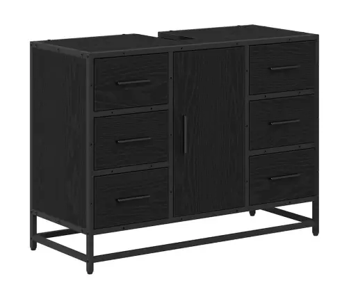 Vannas Istabas Mēbeļu Komplekts Ar Atvilktni 4 Pcs Melns Ozols Vidaxl