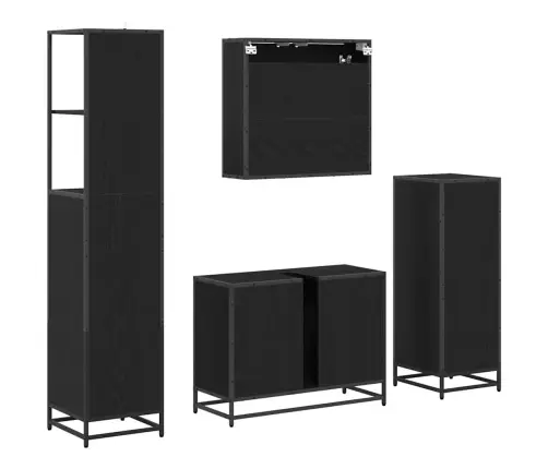 Vannas Istabas Mēbeļu Komplekts Ar Atvilktni 4 Pcs Melns Ozols Vidaxl