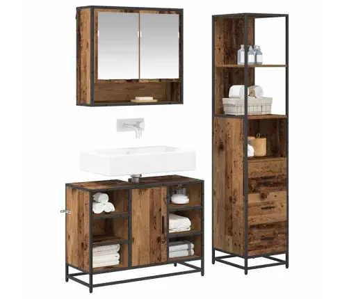 Vannas Istabas Mēbeļu Komplekts Ar Atvilktni 3 Pcs Vecs Koks Vidaxl Vannas Istabas Mēbeļu Komplekts Ar Atvilktni 3 Pcs Vecs Koks Vidaxl