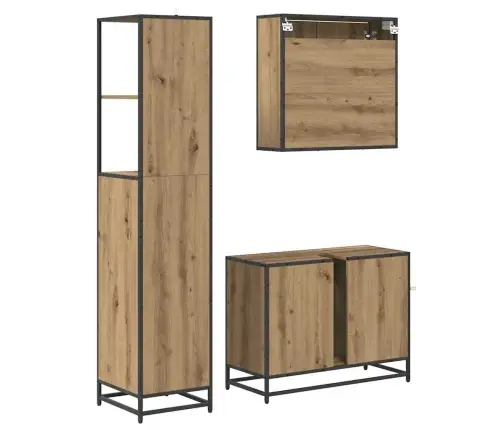 Vannas Istabas Mēbeļu Komplekts Ar Durvīm 3 Pcs Amatnieku Ozola Vidaxl