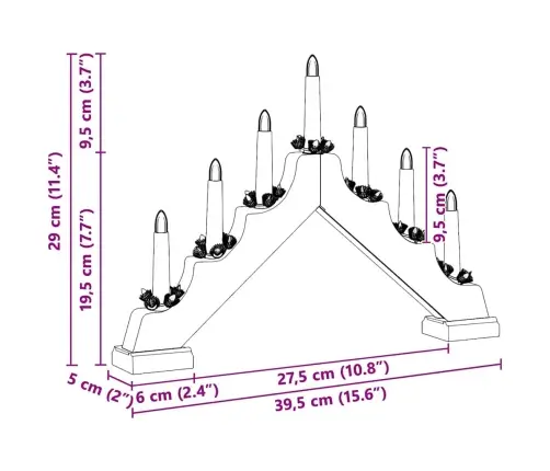 Ziemassvētku Sveču Tilts Su 7 Led Brūna 39.5 X 5 X 29 Cm Vidaxl