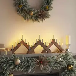 Kalėdų Žvakių Tiltas Su 7 Led 3 Pcs Ruda 39.5 X 5 X 29 Cm