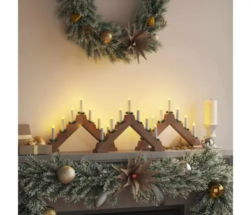 Jõuluküünla Sild 3 Pcs Pruun 39.5 X 5 X 29 Cm Tahke Mänd