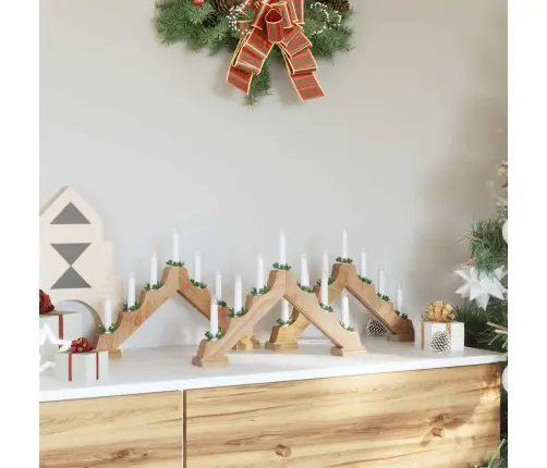 Jõuluküünla Sild 3 Pcs Pruun 39.5 X 5 X 29 Cm Tahke Mänd