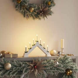 Ziemassvētku Sveču Tilts Su 7 Led Balts 39.5 X 5 X 29 Cm Vidaxl