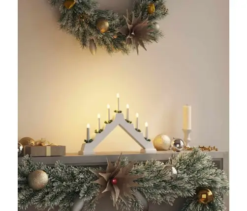 Kalėdų Žvakių Tiltas Su 7 Led Balta 39.5 X 5 X 29 Cm