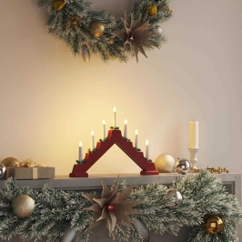 Ziemassvētku Sveču Tilts Su 7 Led Sarkana 39.5 X 5 X 29 Cm Vidaxl