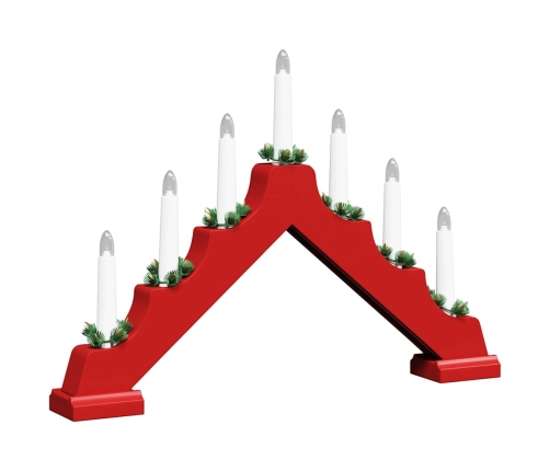 Ziemassvētku Sveču Tilts Su 7 Led Sarkana 39.5 X 5 X 29 Cm Vidaxl