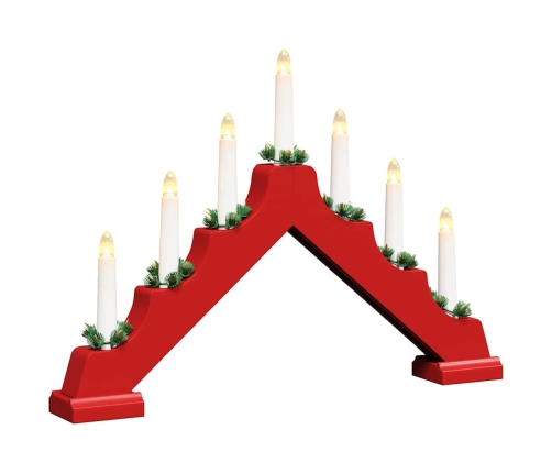 Ziemassvētku Sveču Tilts Su 7 Led Sarkana 39.5 X 5 X 29 Cm Vidaxl