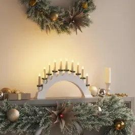 Ziemassvētku Sveču Arka Ar 10 Led Svecēm Balts 47 X 5 X 29 Cm Vidaxl