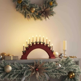Kalėdų Žvakių Arkos Su 10 Led Žvakių Raudona 47 X 5 X 29 Cm