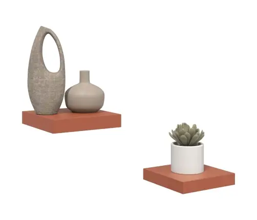 Sienas Plaukts 2 Pcs Sarkana 23 X 23,5 X 4 Cm Inženierijas Koks Vidaxl