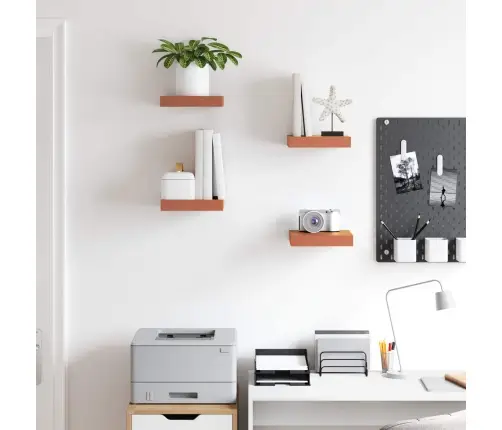 Sienas Plaukts 4 Pcs Sarkana 23 X 23,5 X 4 Cm Inženierijas Koks Vidaxl