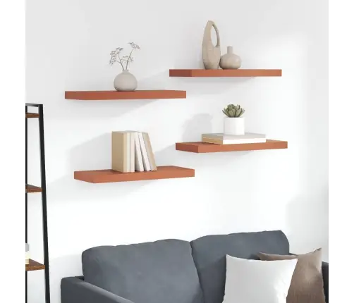 Sienas Plaukts 4 Pcs Sarkana 50 X 23 X 4 Cm Inženierijas Koks Vidaxl