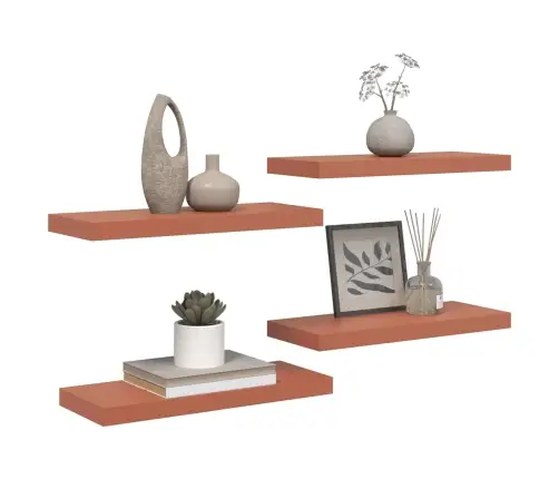 Sienas Plaukts 4 Pcs Sarkana 50 X 23 X 4 Cm Inženierijas Koks Vidaxl