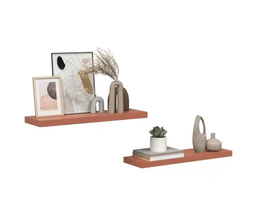 Sieninė Lentyna 2 Pcs Raudona 80 X 23,5 X 4 Cm Apdirbta Mediena