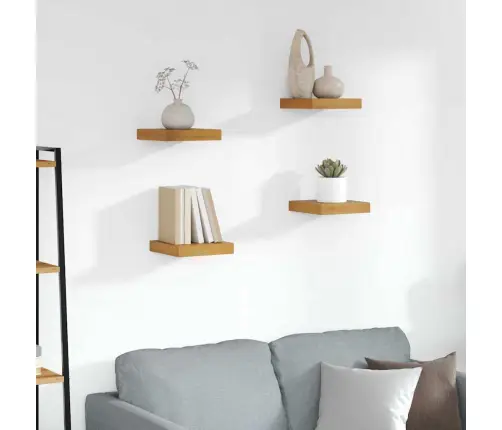 Sienas Plaukts 4 Pcs Brūna 23 X 23,5 X 4 Cm Inženierijas Koks Vidaxl